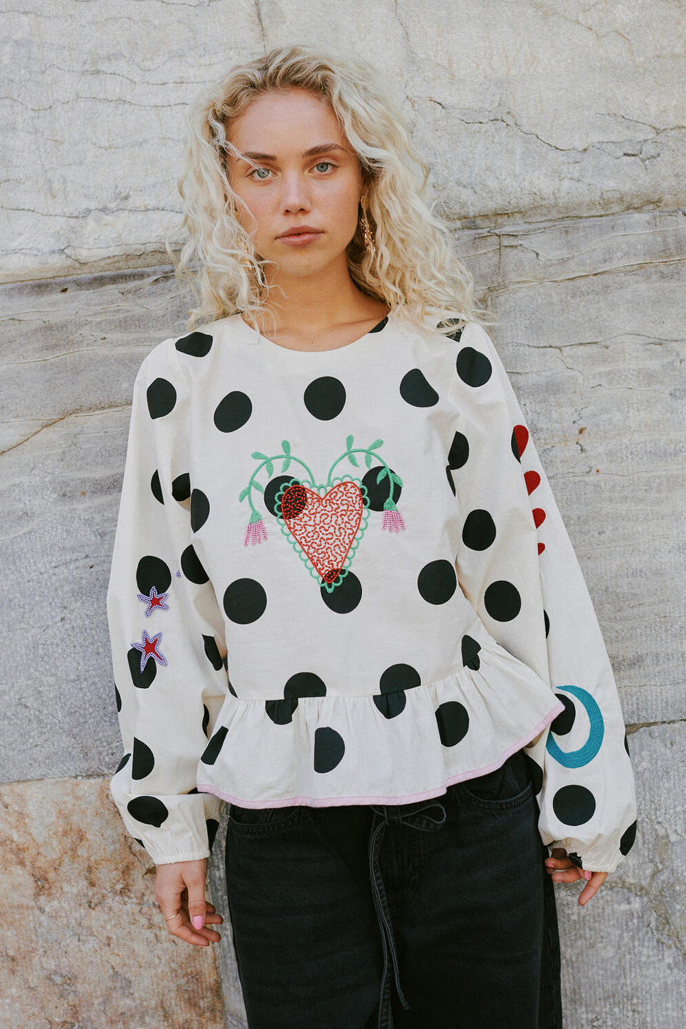 Diana bluse - Black Dot